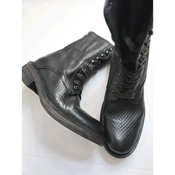 Free People Womens Leather Santa Fe Lace-Up Boot in Black Embossed US 10 40 - Picture 15 of 15